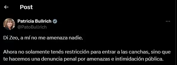 Paricia Bullrich contra Di Zeo
