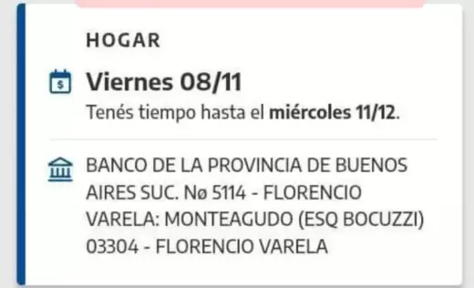 La fecha y lugar de cobro indicados en Mi ANSES
