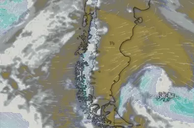 Imagen satelital de las 09.34 del sur de Argentina-