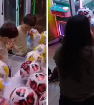 Un niño burló el sistema y se metió en una máquina de pelotas.