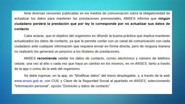 El comunicado oficial del organismo