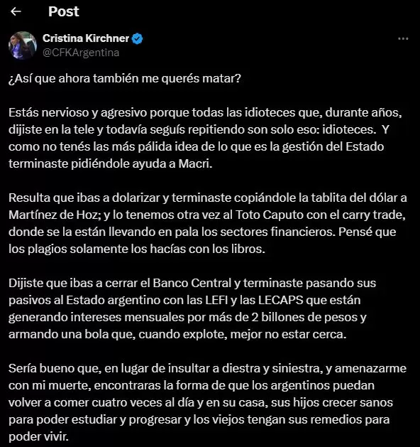 El tuit de CFK