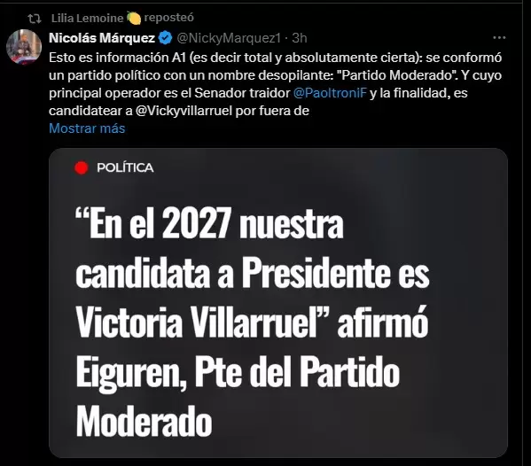 Los mensajes a los que Lemoine le da like contra Villarruel