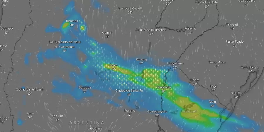 Precipitaciones de agua en parte del norte del país y El Litoral.