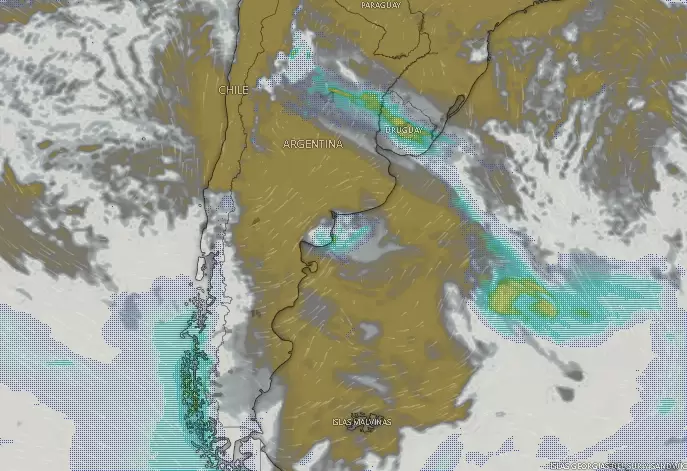 Imagen satelital con la nubosidad imperante el lunes 11 de noviembre a las 11.01.
