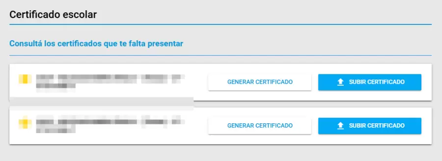 Así figuran los certificados a presentar de 2023 y 2024