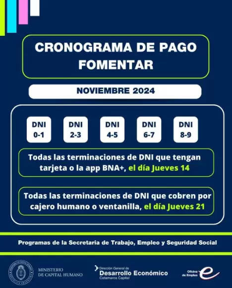 El comunicado con las fechas de cobro