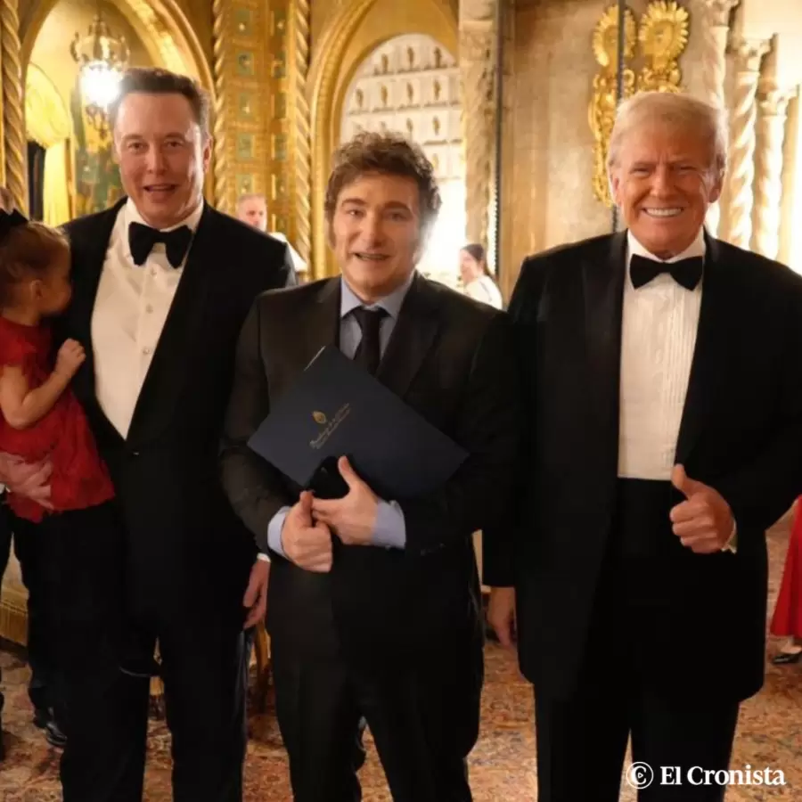 Javier Milei con Elon Musk y Donald Trump.