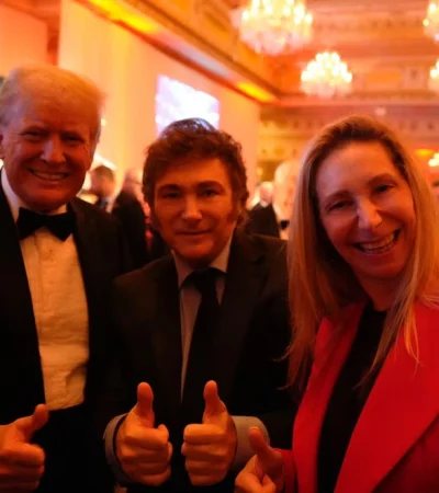 Trump, Javier Milei y Karina Milei.