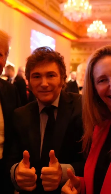 Trump, Javier Milei y Karina Milei.