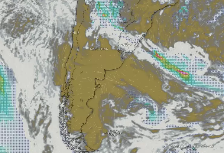 Nubosidad sobre Argentina a las 09.48 del lunes 18 de noviembre.