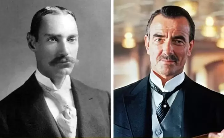 A la izquierda, John Jacob Astor IV. A la derecha, Eric Braeden, el actor que lo personificó en "Titanic" (1997)