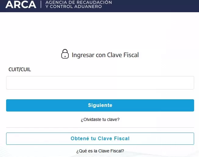 Portal de ingreso para monotributistas.