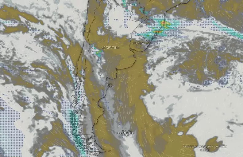 Nubosidad sobre Argentina a las 09.42 del miércoles 20 de noviembre.