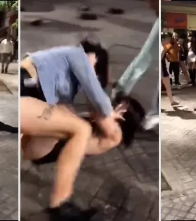 Pelea de chicas a la salida de un boliche.