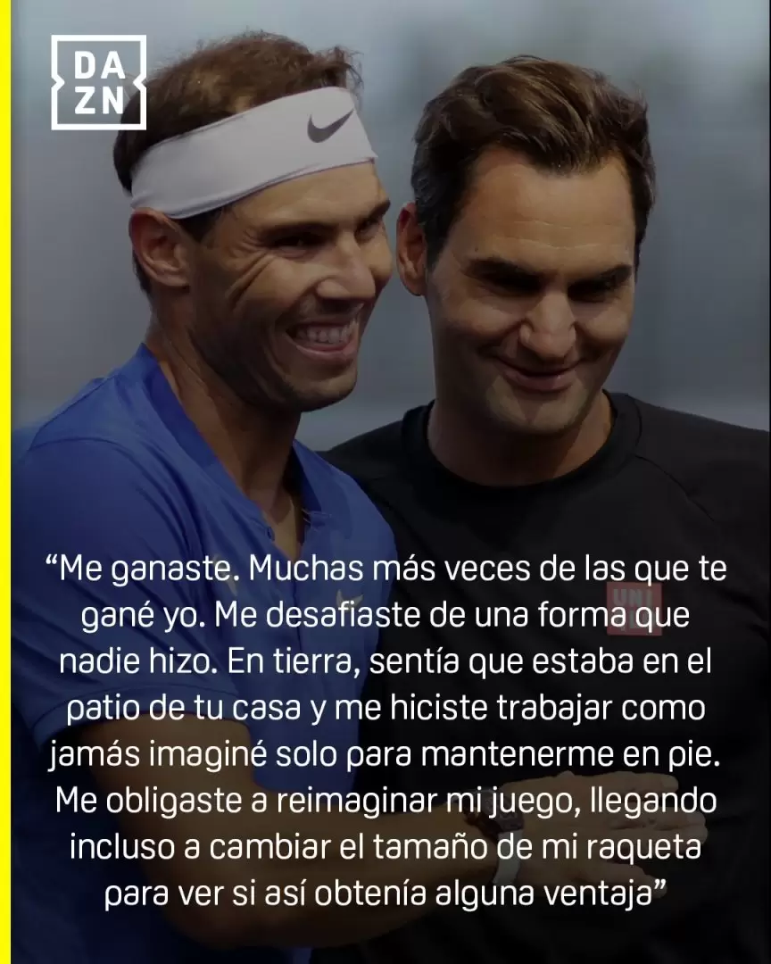 Parte de la carta que le escribió Fededer a Nadal