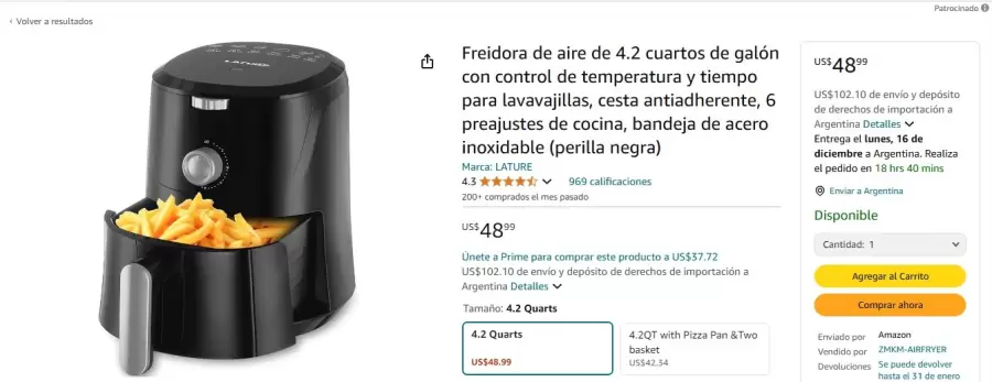 Freidora de Aire en Amazon