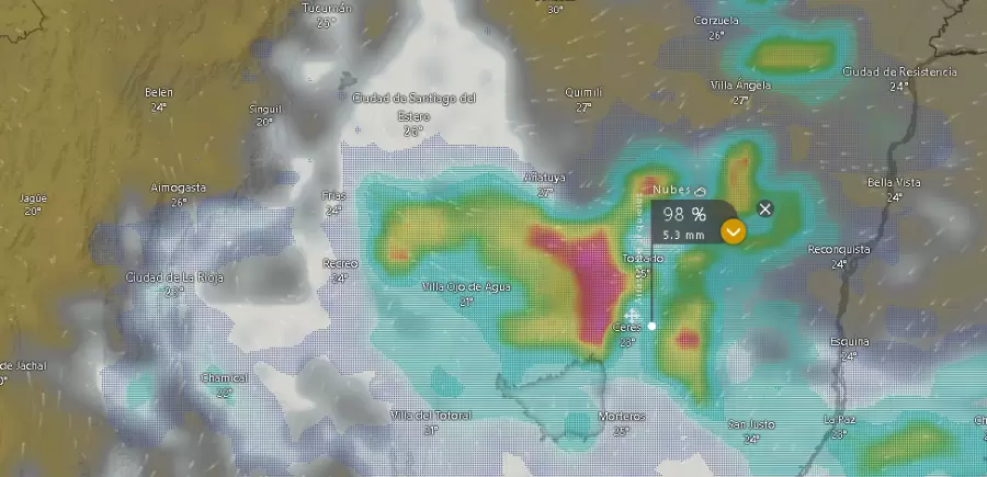 Santiago del Estero es la provincia más afectada por las tormentas hoy miércoles.