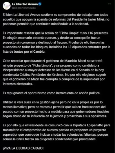 La Libertad Avanza devolvió con munición gruesa.