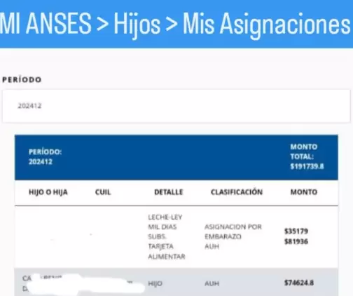 Ejemplo de una liquidación de asignación en diciembre
