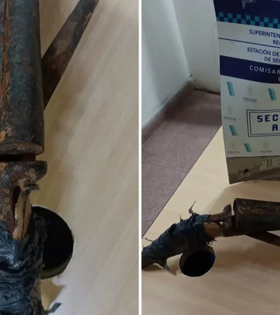 El arma que portaba el menor intimidando a los vecinos. (Foto: 0221.com.ar)