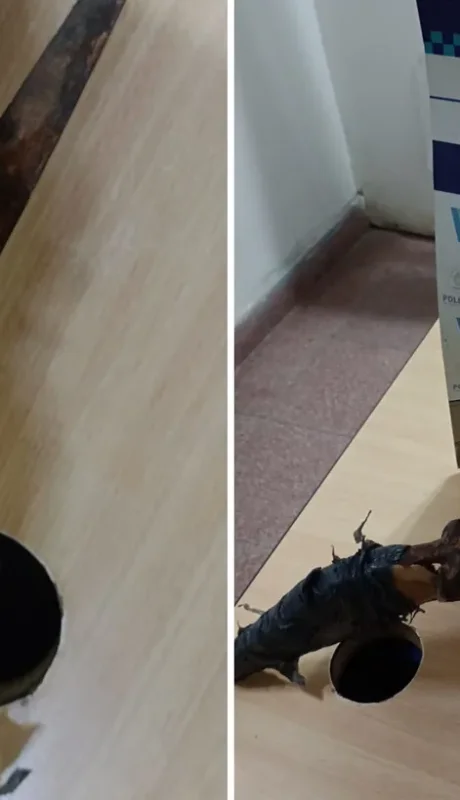 El arma que portaba el menor intimidando a los vecinos. (Foto: 0221.com.ar)