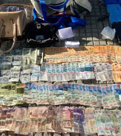 Cocaína, pesos y dólares fueron encontrados en el interior del auto donde viajaba la familia de narcotraficantes.
