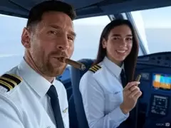 Leo Messi como "piloto de avión" por la I.A/
