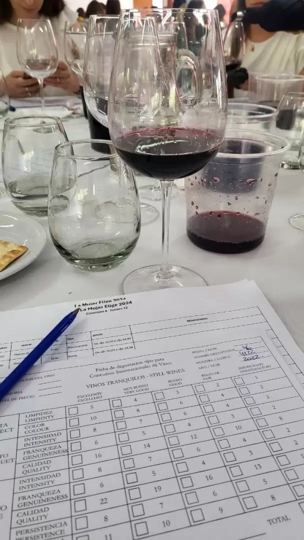 Las copas con los distintos varietales fueron catadas por las mujeres participantes./