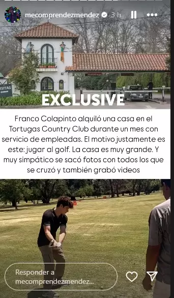 Colapinto alquiló una casa en el Country Tortugas Golf