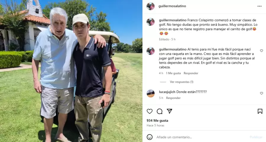 El periodista Guillermo Salatino junto con Franco Colapinto