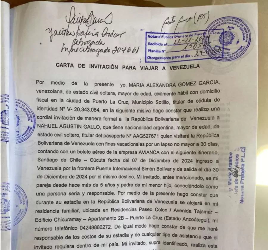 La carta de invitación.