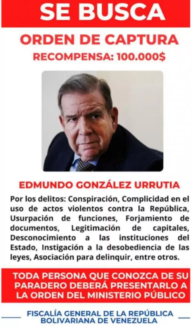 El pedido de captura sobre el opositor.