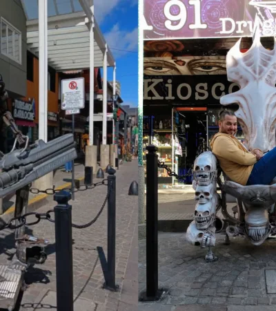 Artista sorprende con su escultura de Terminator en Bariloche.