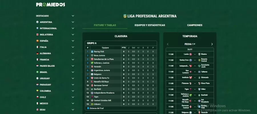 Nuevo diseño de Promiedos