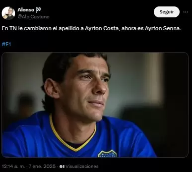 Senna con la camiseta de Boca.