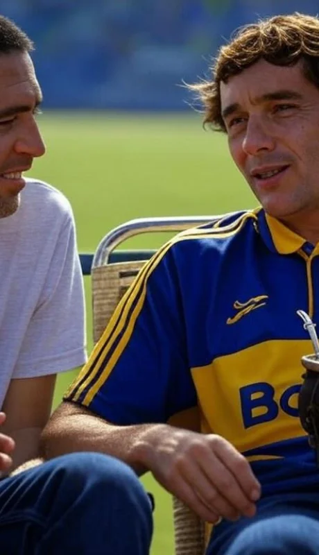 Riquelme y Ayrton Senna en la Bombonera.