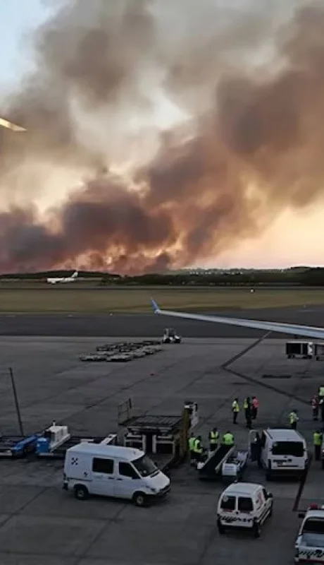 Incendio en pastizales de Ezeiza: caos y reprogramaciones en medio del fuego