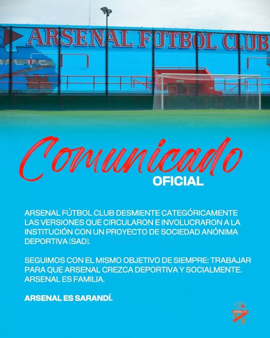 El comunicado del Club Arsenal