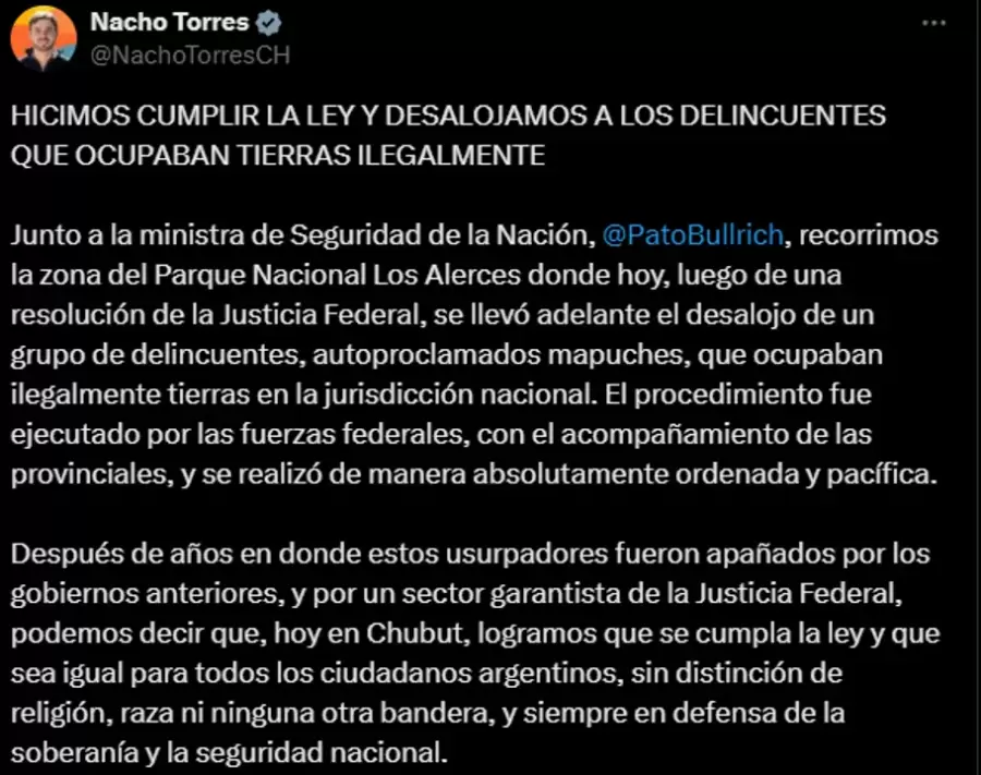 Desalojo en Los Alerces