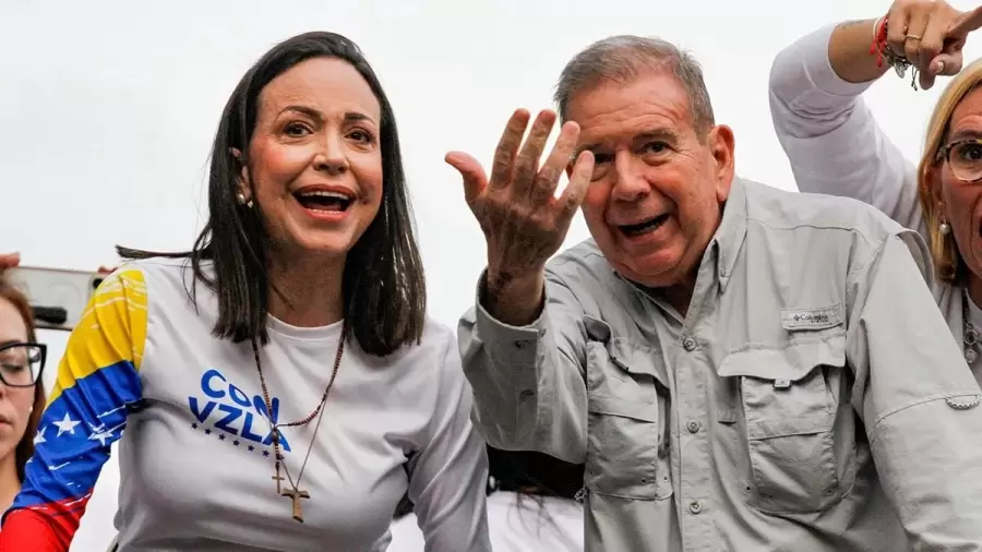 María Corina Machado junto al presidente electo no reconocido por Maduro./