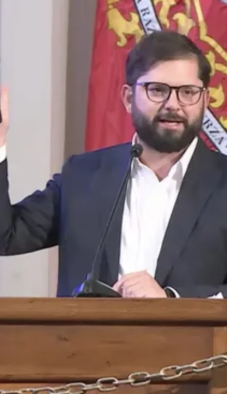 Gabriel Boric y su teléfono básico.