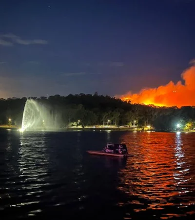 Las llamas avanzan rápidamente entre el Paseo del Bicentenario y Villa del Lago.