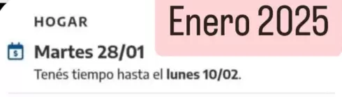 Ejemplo de fecha de pago que figura en Mi ANSES