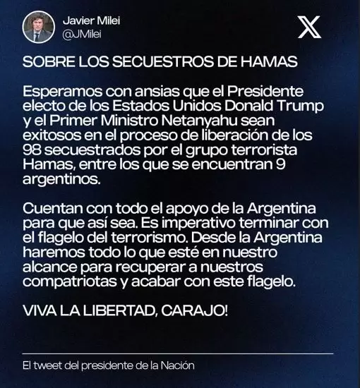 El posteo del mandatario