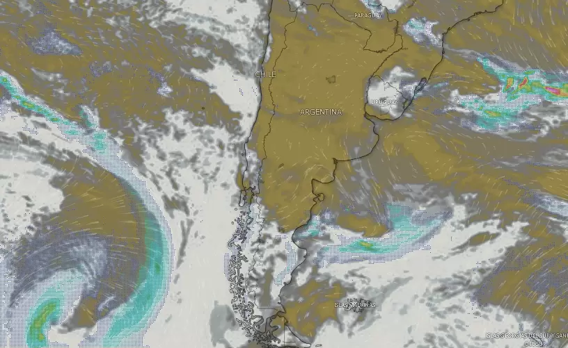 Nubosidad sobre Argentina durante el martes 21 de enero de 2025 a las 09.29.
