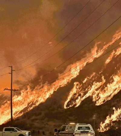 Las laderas de las colinas de Castaic están atravesadas por senderos de fuego difíciles de apagar.