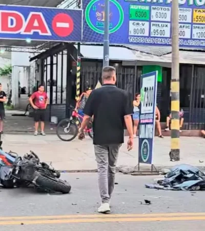 El lugar donde cayó sin vida el asaltante. (Foto: Noticias Argentinas)