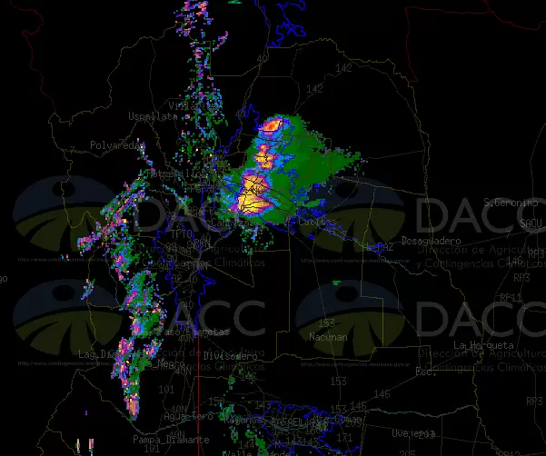 Mapa del radar de Contingencias Climáticas el lunes 27 de enero a las 11.35.