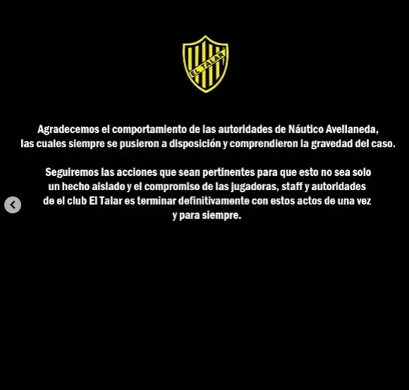 Comunicado de club El Talar